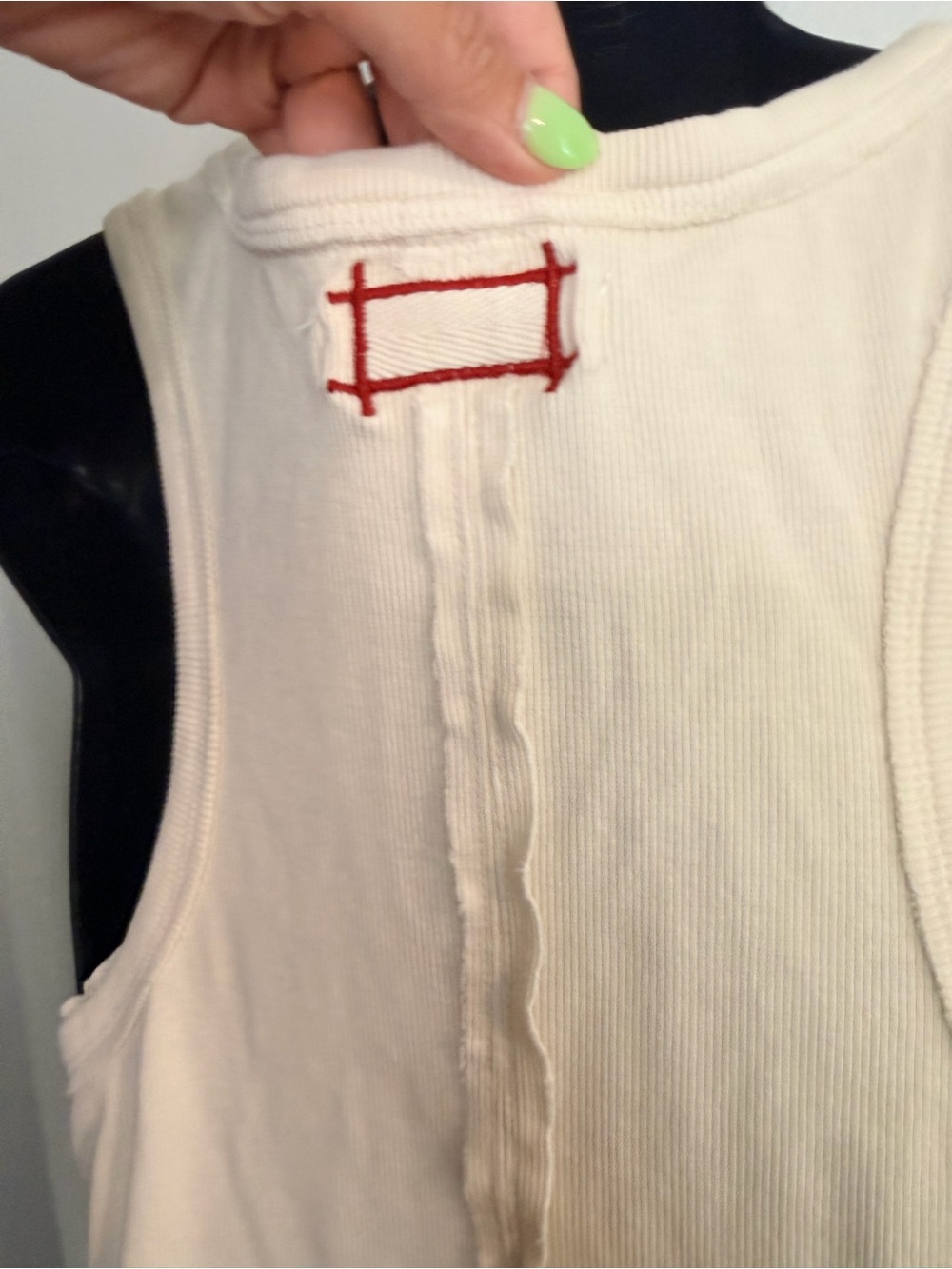We The Free Cream Ribbed Lace-Trim Tank Top - Picture 6 of 8